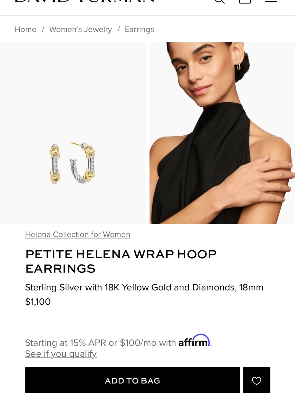 David Yurman Petite Helena Wrap Hoop Earrings - Picture 7 of 8